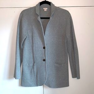 J CREW Grey Cotton Knit Button Front Long Sleeve Sweater Blazer Jacket EUC